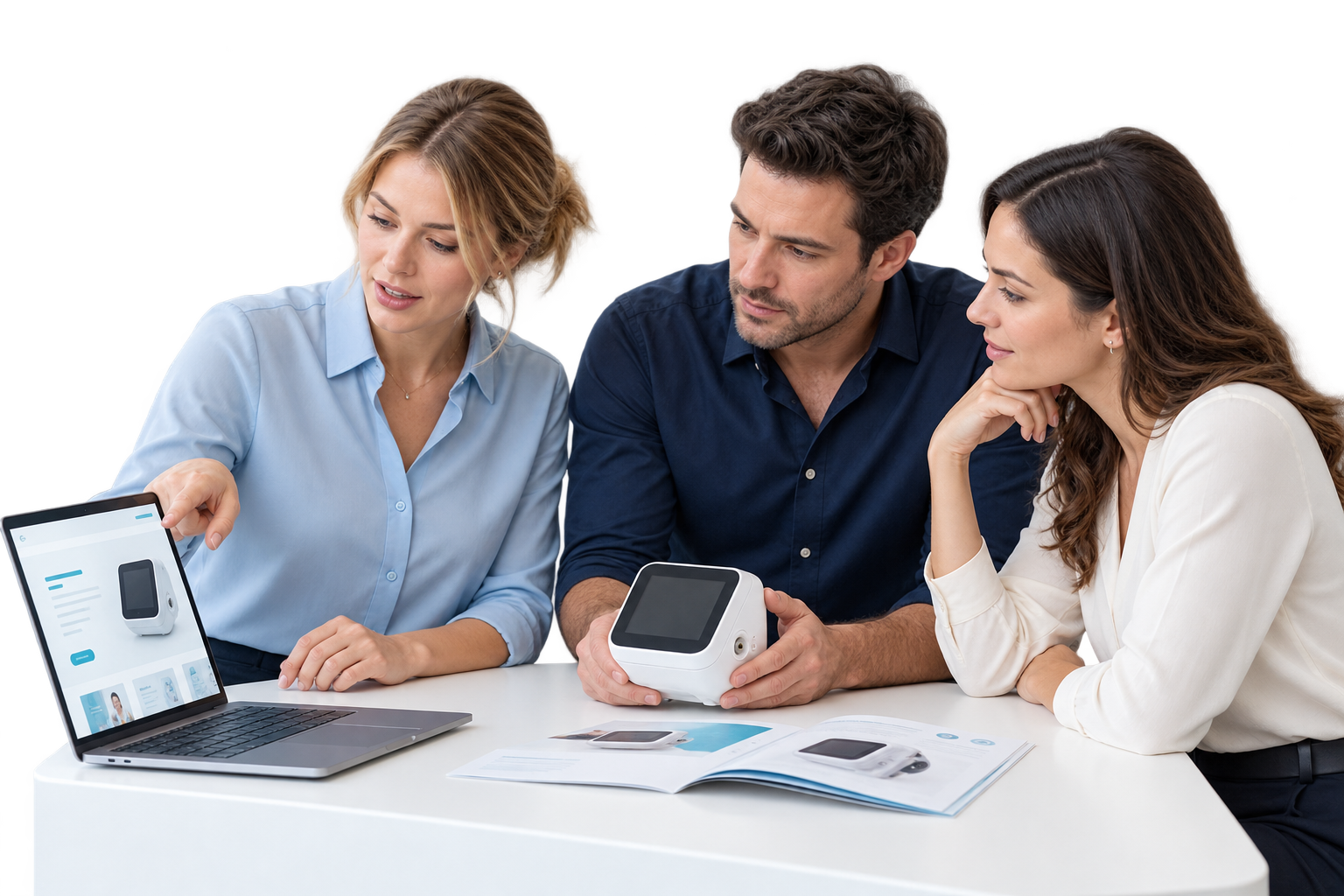 Illustrative Medical device marketing team collaborating